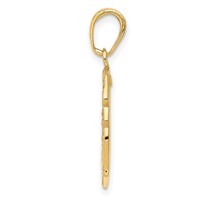 14K Yellow Gold Polished Solid Small Saint Michael Medal Badge Pendant view 2