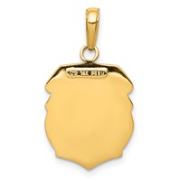 14K Yellow Gold Polished Solid Small Saint Michael Medal Badge Pendant view 4