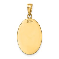 14K Yellow Gold Polished and Satin Solid Saint Christopher Medal Oval Pendant view 3
