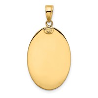 14K Yellow Gold Polished Solid Saint Christopher Medal Oval Pendant view 3