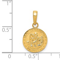 14K Yellow Gold Polished Solid Saint Christopher Medal Round Charm view 4