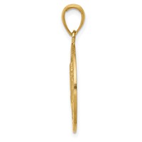 14K Yellow Gold Polished and Satin Solid Saint Christopher Medal Pendant view 2