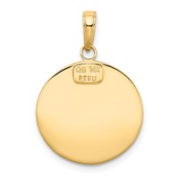 14K Yellow Gold Polished and Satin Solid Saint Christopher Medal Pendant view 3
