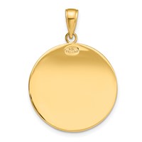 14K Yellow Gold Polished and Satin Solid Saint Christopher Medal Round Pendant view 4