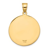 14K Yellow Gold Polished Large Saint Christopher Medal Round Pendant view 3