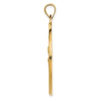14K Yellow Gold Polished and Satin Solid Large Saint Christopher Medal Round Pendant view 2