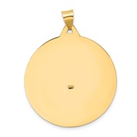 14K Yellow Gold Polished and Satin Solid Large Saint Christopher Medal Round Pendant view 3