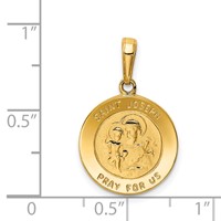 14K Polished Solid Saint Joseph Medal Round Charm view 3