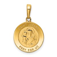 14K Polished Solid Saint Joseph Medal Round Charm view 1