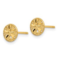 14K Diamond-Cut Sand Dollar Post Earrings view 2