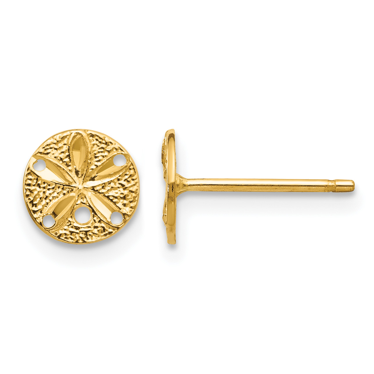 14k Diamond-Cut Sand Dollar Post Earrings (M1592)