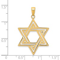 14K Yellow Gold Solid Polished Cut-out Star of David Charm view 4