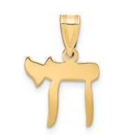 14K Yellow Gold Polished Chai Pendant view 1