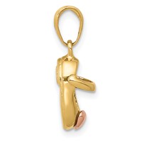 14K 3-D Two-tone Baby Shoe Charm with Heart view 2