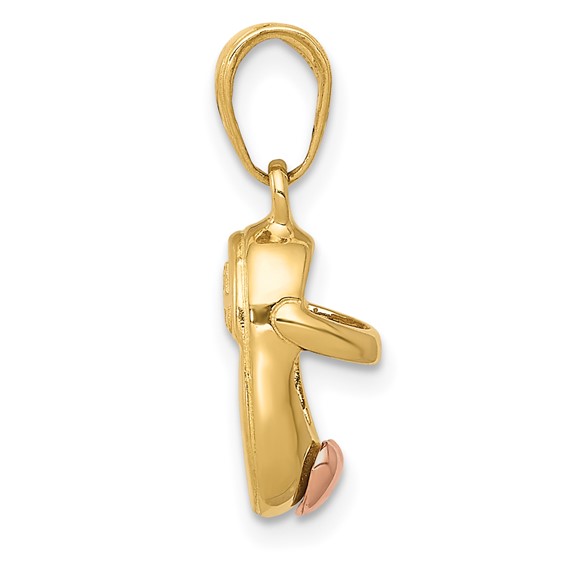 Gold 3D Two-tone Baby Shoe Charm