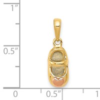 14K 3-D Two-tone Baby Shoe Charm with Heart view 4