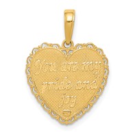 14K Yellow Gold Reversible for MY Daughter You Are MY Pride and Joy Heart Pendant view 3