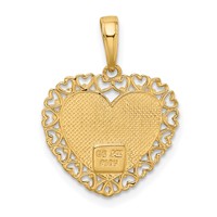 14K Two-Tone Grandma Heart Charm with Flower view 3