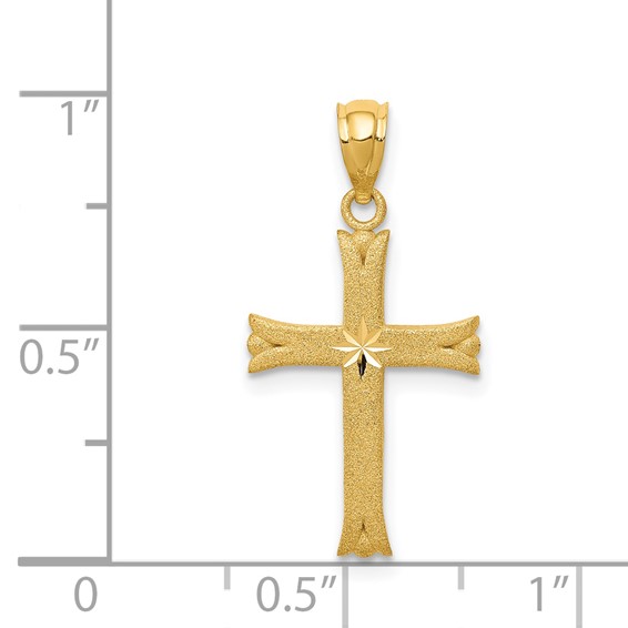 14k Satin Diamond-cut Cross Charm