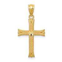 14K Satin Diamond-cut Cross Charm view 1