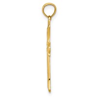 14K Yellow Gold Fleur De Lis Cross Pendant view 2