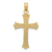 14K Yellow Gold Fleur De Lis Cross Pendant view 4
