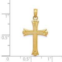 14K Yellow Gold Fleur De Lis Cross Pendant view 3