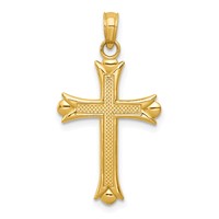 14K Yellow Gold Fleur De Lis Cross Pendant view 1