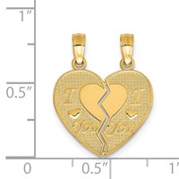 14K Yellow Gold I Love You 2-Piece Break-Apart Heart Charm view 4