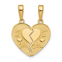 14K Yellow Gold I Love You 2-Piece Break-Apart Heart Charm view 1