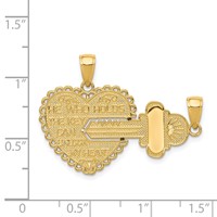 14K Yellow Gold Polished 2-Piece Break-Apart HE Who Holds the Key Can Unlock MY Heart Charm view 3