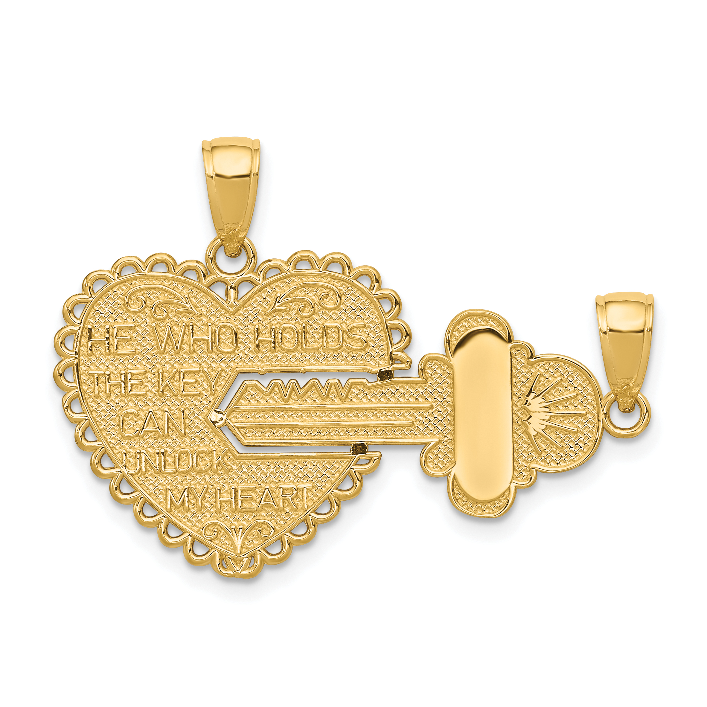 14K Polished 2 Piece Break Apart HE WHO HOLDS THE KEY Charms (M198)