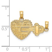 14K Yellow Gold Polished 2-Piece Break-Apart HE Who Holds the Key Can Unlock MY Heart Charm view 4