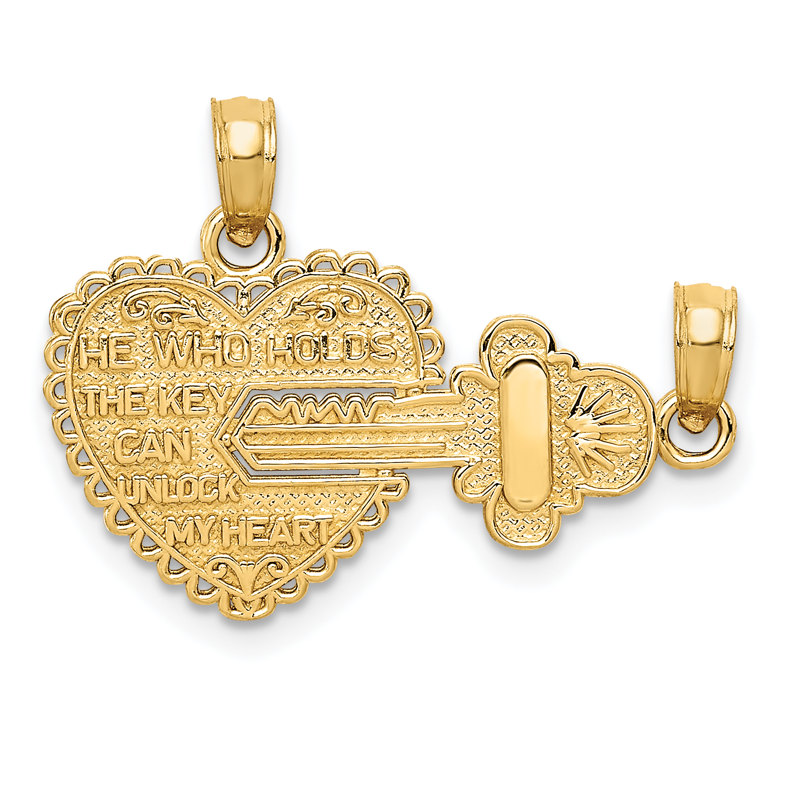 14K Polished 2 Piece Break Apart HE WHO HOLDS THE KEY Charms (M199)