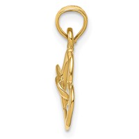 14K Yellow Gold Polished Intertwined Double Heart Pendant view 2