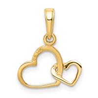 14K Yellow Gold Polished Intertwined Double Heart Pendant view 3