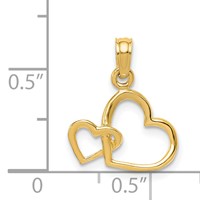 14K Yellow Gold Polished Intertwined Double Heart Pendant view 4