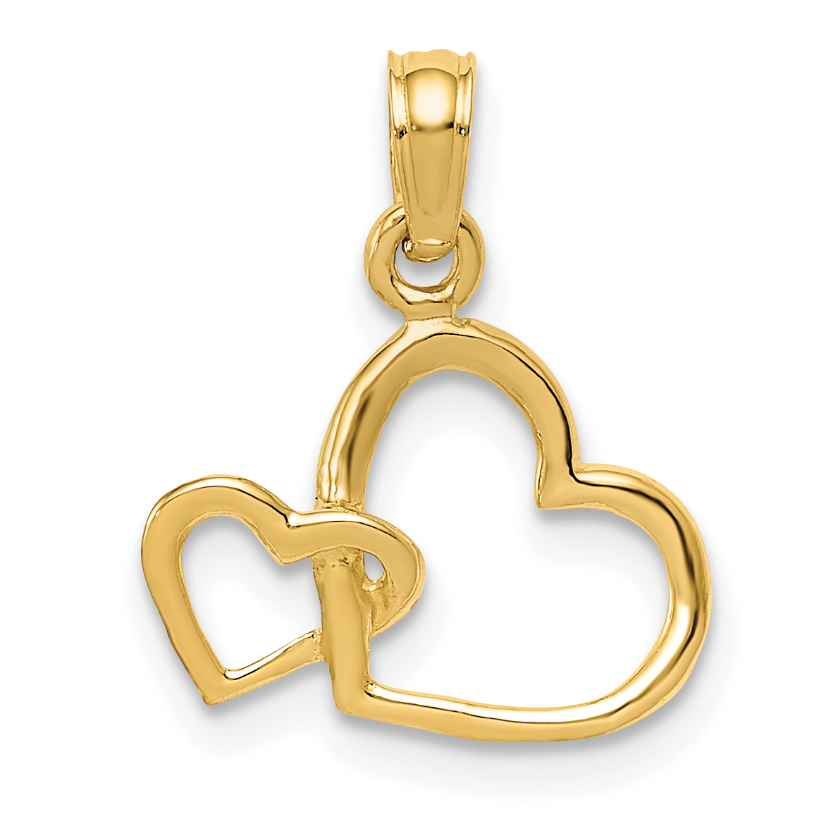 14K Polished Intertwined Double Heart Pendant (M2128)