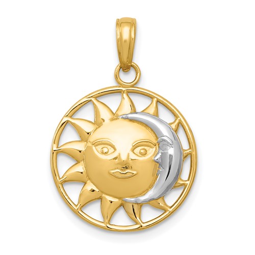 14K and Rhodium Sun and Moon Charm
