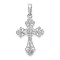 14K White Gold Filigree Cross Charm view 3