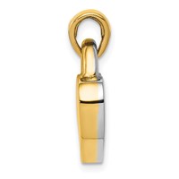 14K and White Rhodium Hollow Polished 3-D Reversible Heart Charm view 2