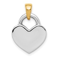 14K and White Rhodium Hollow Polished 3-D Reversible Heart Charm view 4