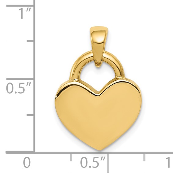 14k and White Rhodium Hollow Polished 3-D Reversible Heart Charm
