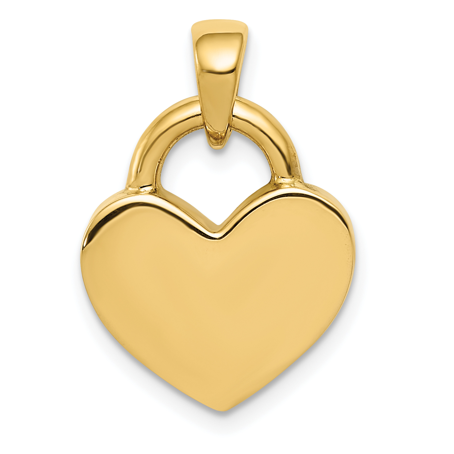 14k & Rhodium Hollow Polished 3D Reversible Heart Charm (M2364)