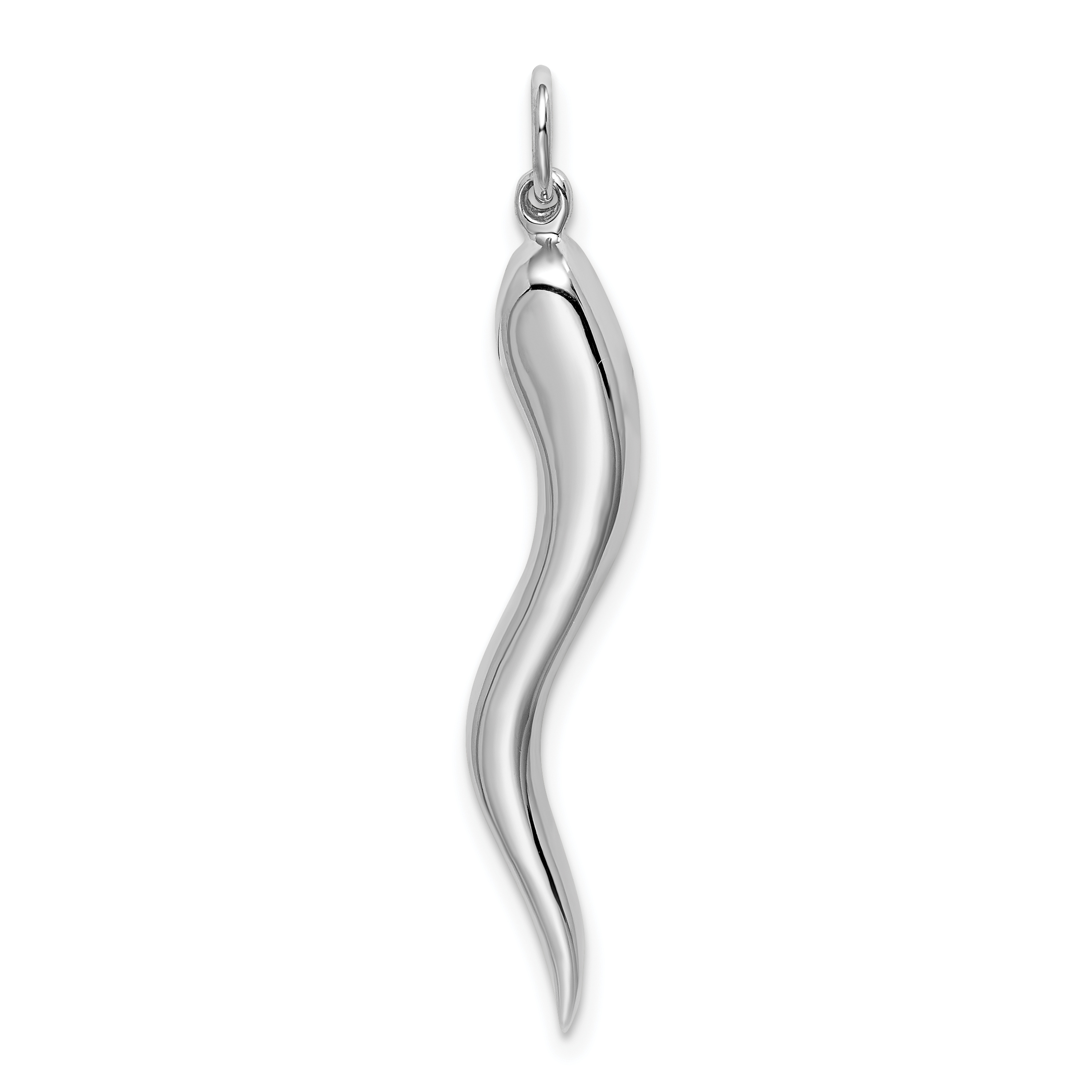 14k White Gold Solid Polished 3 Dimensional Large Italian Horn Charm Picture 3 Of 14k White Gold Solid Polished Dimensional Large Italian Horn Charm