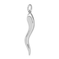14K White Gold Solid Polished 3-D Large Italian Horn Charm view 5
