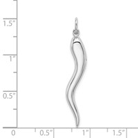 14K White Gold Solid Polished 3-D Large Italian Horn Charm view 3