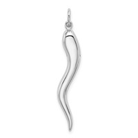 14K White Gold Solid Polished 3-D Large Italian Horn Charm view 1