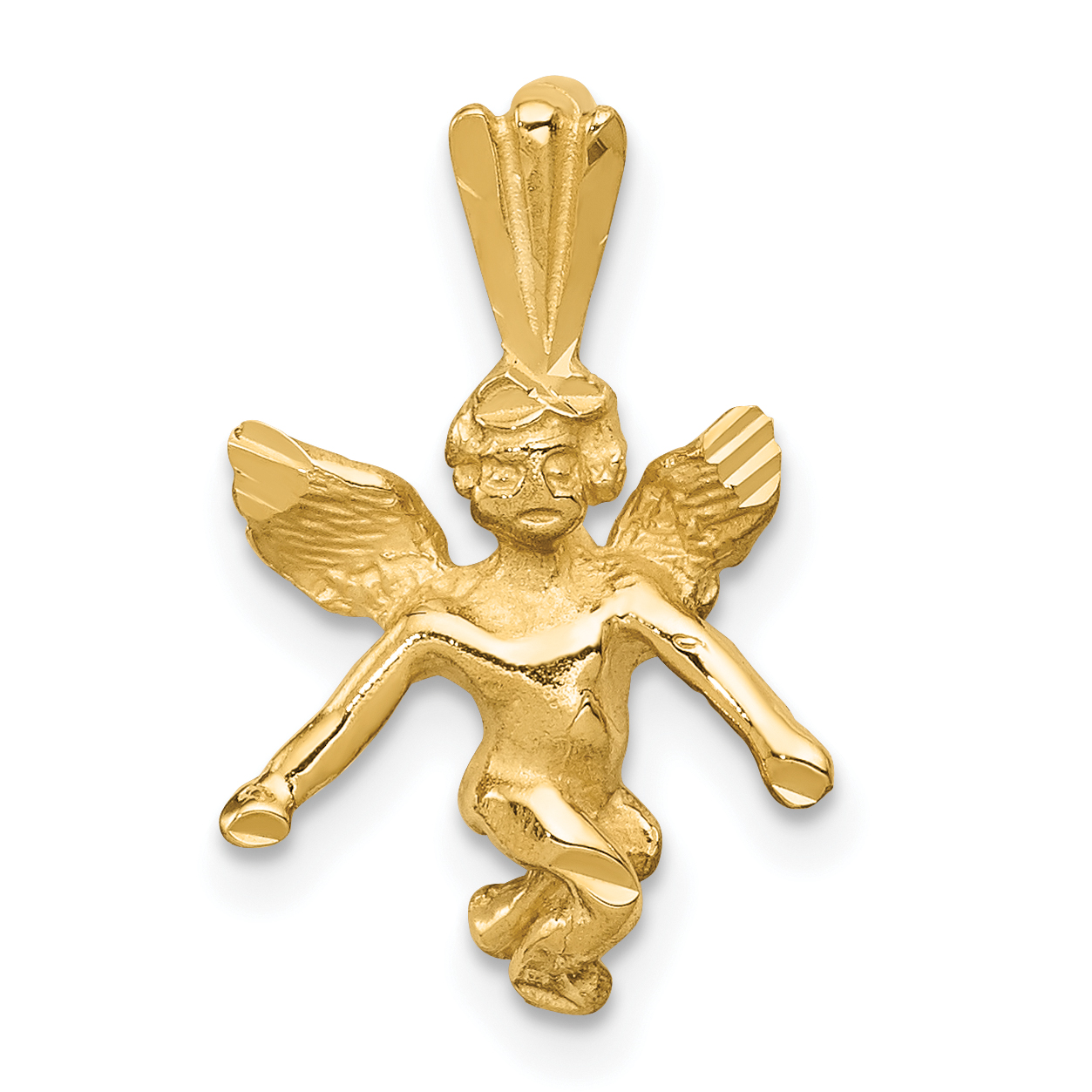 14k  3D Satin and Diamond-Cut Angel Charm (M246)