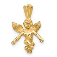 14K 3-D Satin and Diamond-Cut Angel Charm view 1